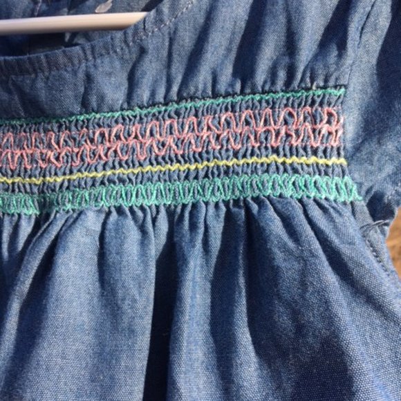Adorable, European Style, Carter's , Smocked, 100% Cotton Denim , Dress.  6month - Picture 3 of 4